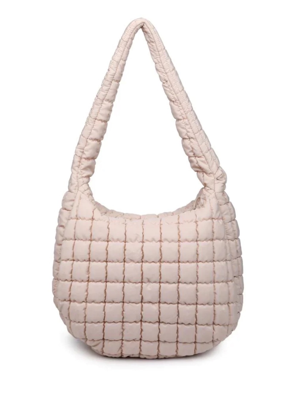 Sol and Selene Quilted Shoulder Hobo Bag in Blush Pink